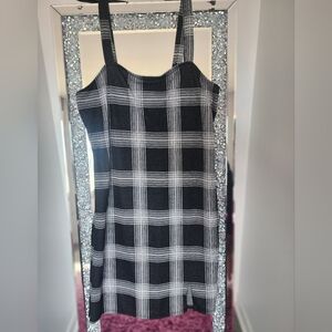 Polly & Esther Black and White Plaid Dress